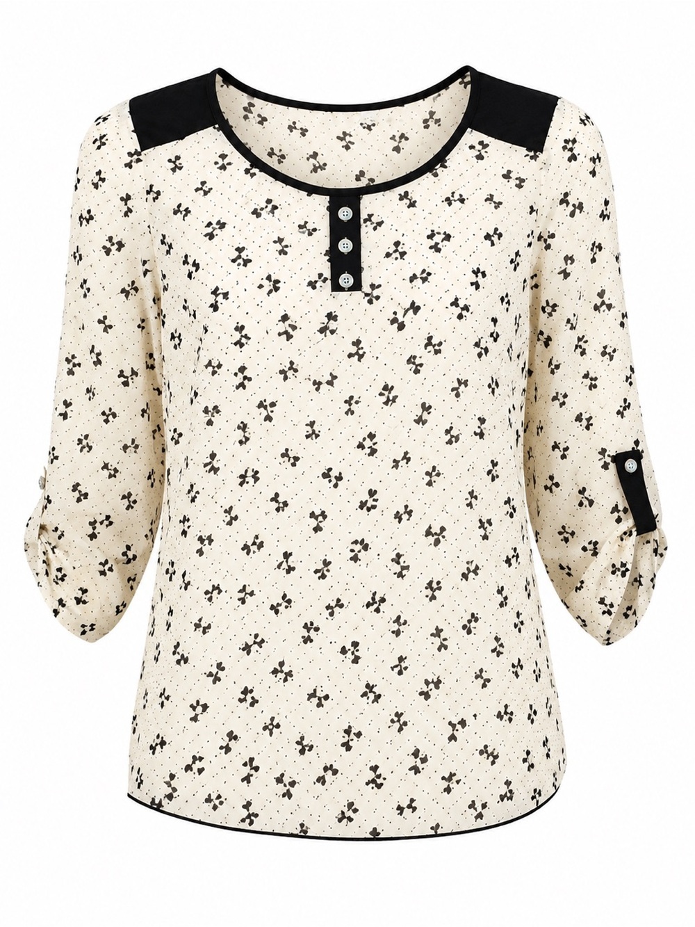 LAVISH MATERNITY CREAM AND BLACK TOP WITH BOWS